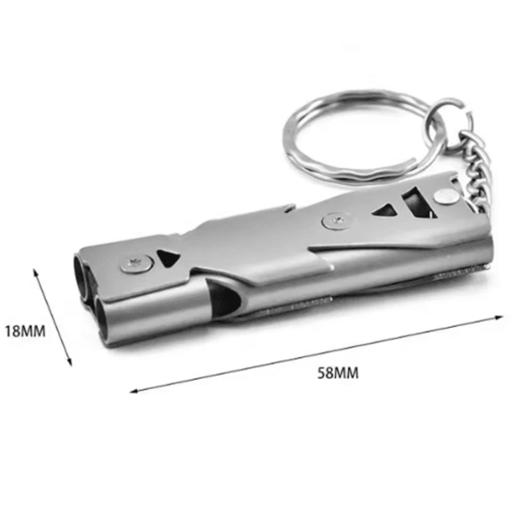 Double Pipe Whistle Pendant Keychain High Decibel Emergency Survival Whistle For Outdoor Use 0
