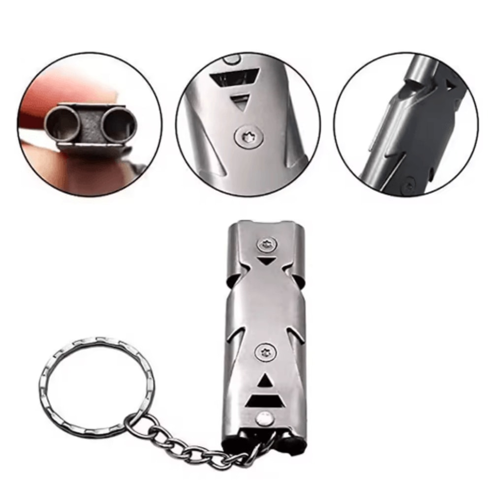 Double Pipe Whistle Pendant Keychain High Decibel Emergency Survival Whistle For Outdoor Use 3