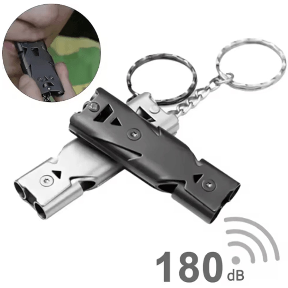 Double Pipe Whistle Pendant Keychain High Decibel Emergency Survival Whistle For Outdoor Use 4