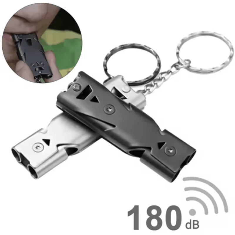 Double Pipe Whistle Pendant Keychain High Decibel Emergency Survival Whistle For Outdoor Use 4