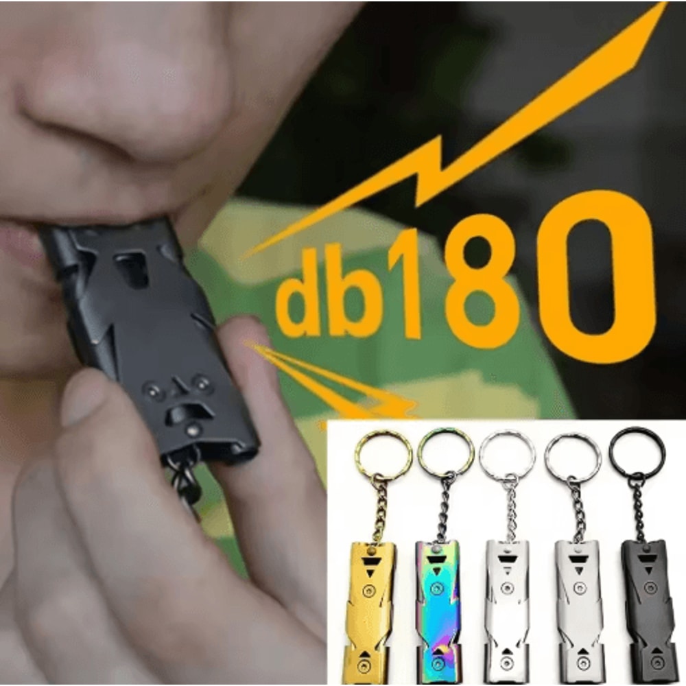 Double Pipe Whistle Pendant Keychain High Decibel Emergency Survival Whistle For Outdoor Use 5