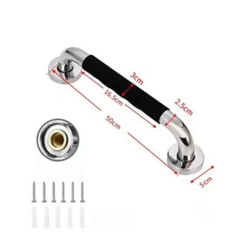 304 Stainless Steel Shower Handle Non Slip Silicone Grip Safety Grab Bar 1