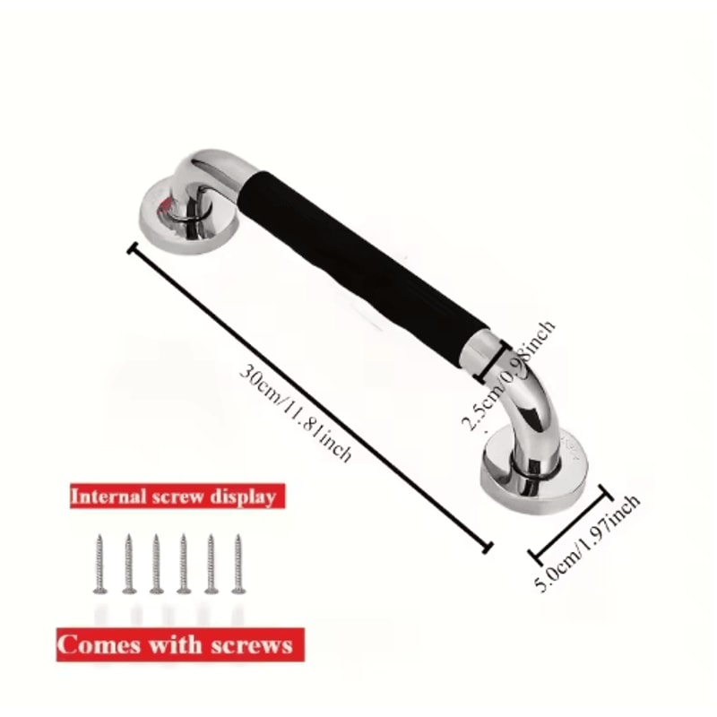 304 Stainless Steel Shower Handle Non Slip Silicone Grip Safety Grab Bar 3