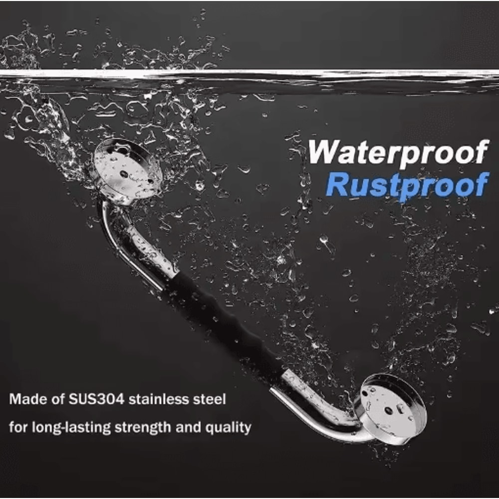 304 Stainless Steel Shower Handle Non Slip Silicone Grip Safety Grab Bar 5