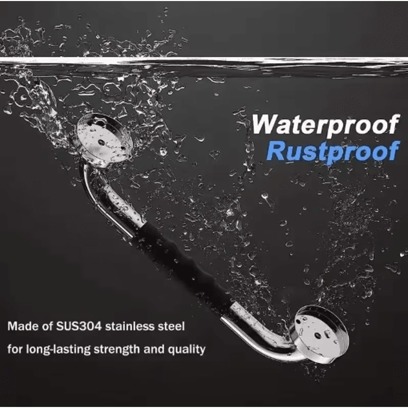 304 Stainless Steel Shower Handle Non Slip Silicone Grip Safety Grab Bar 5