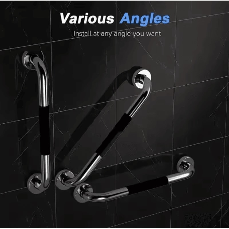 304 Stainless Steel Shower Handle Non Slip Silicone Grip Safety Grab Bar 7