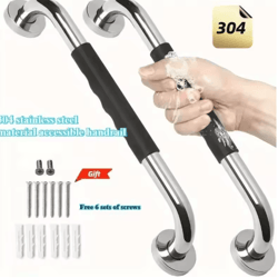 304 stainless steel shower handle non slip silicone grip safety grab bar