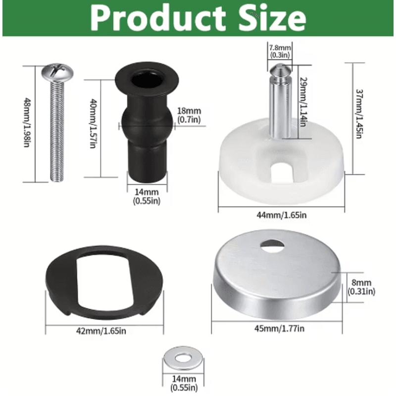 Universal Toilet Seat Bolts And Screws Set Quick Release Hinge Fixings 2PCS 14to 16mm 5