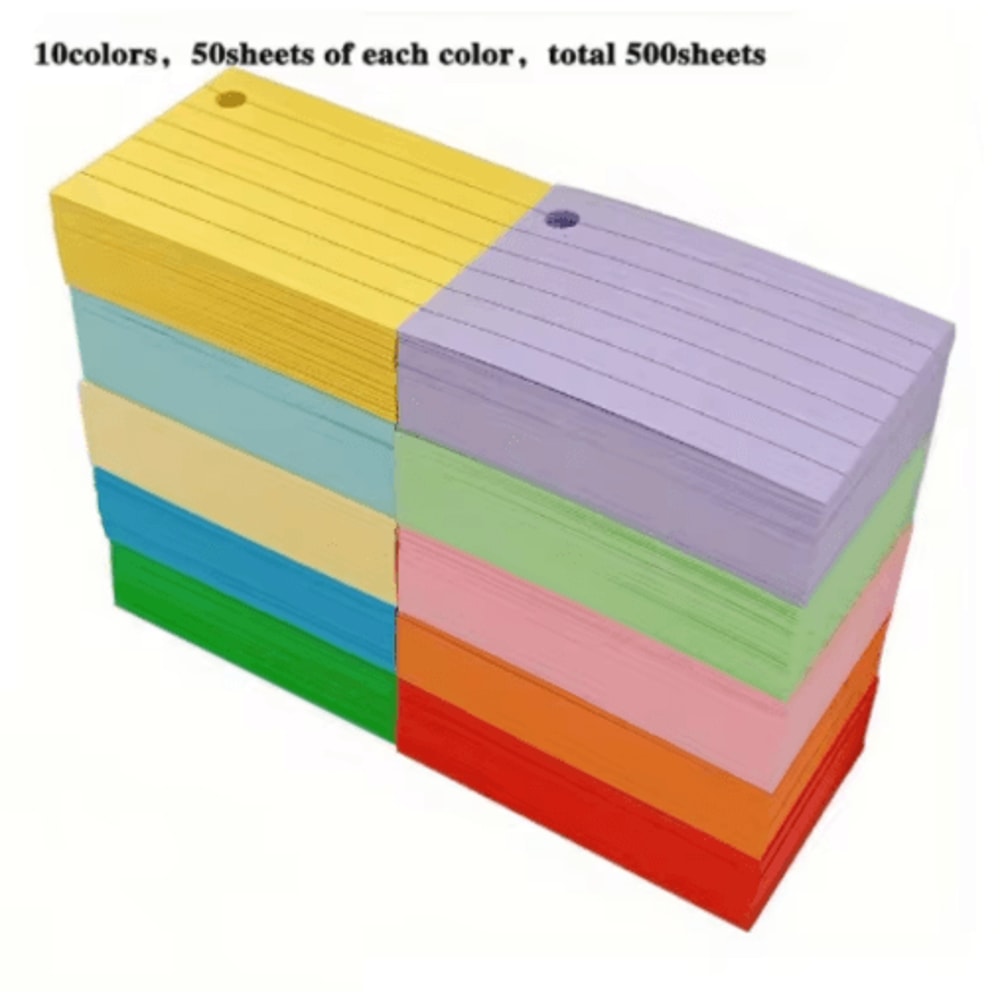 500 Sheet Lined Colored Index Cards With Rings Ruled Flashcards For Study And School Notes 1