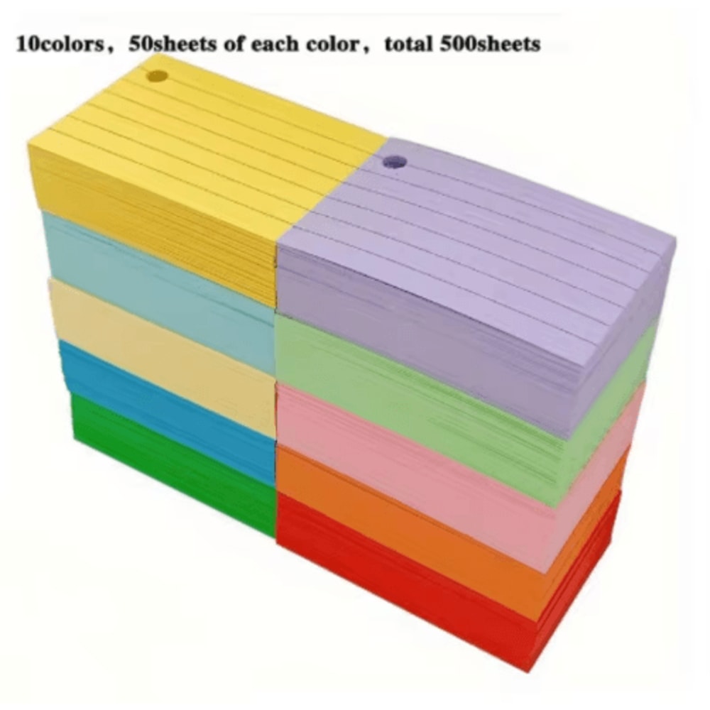 500 Sheet Lined Colored Index Cards With Rings Ruled Flashcards For Study And School Notes 0