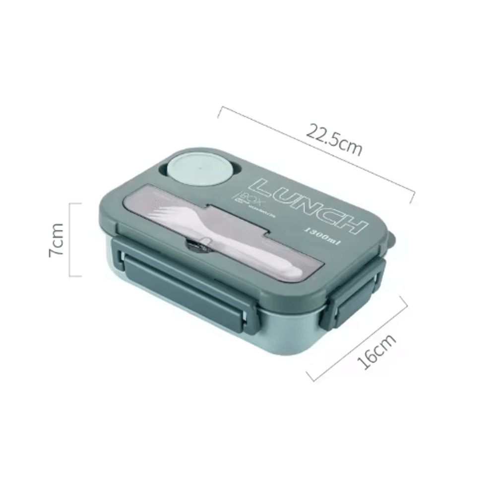1300ML Compartment Bento Lunch Box Portable Microwave Food Container With Fork And Spoon 3