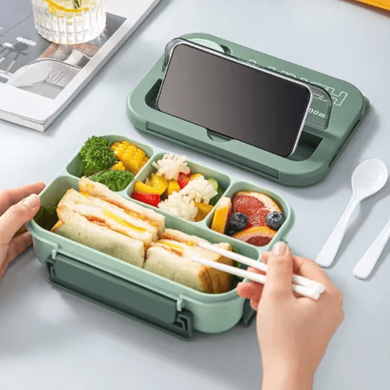 1300ML Compartment Bento Lunch Box Portable Microwave Food Container With Fork And Spoon 6