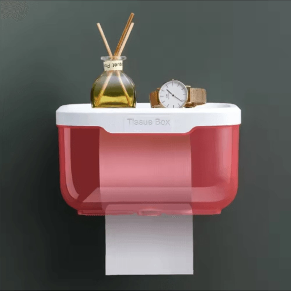 Space Saving Wall Mounted Toilet Paper Holder Adhesive Tissue Dispenser With Storage Box 0