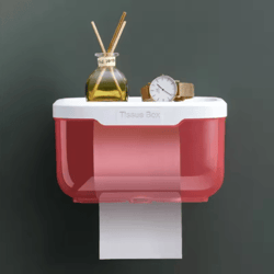 space saving wall mounted toilet paper holder adhesive tissue dispenser with storage box