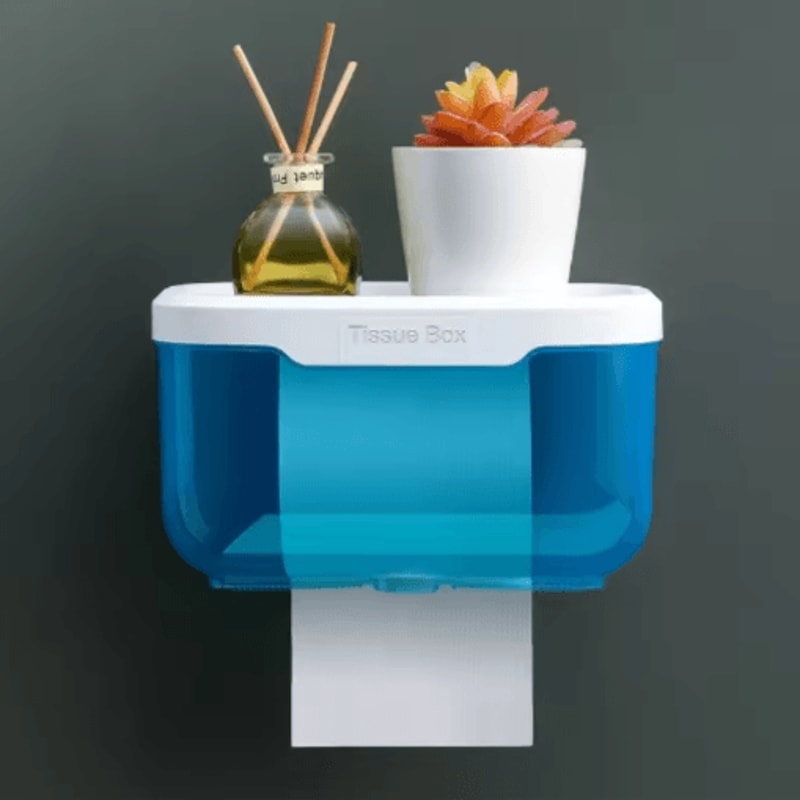 Space Saving Wall Mounted Toilet Paper Holder Adhesive Tissue Dispenser With Storage Box 2