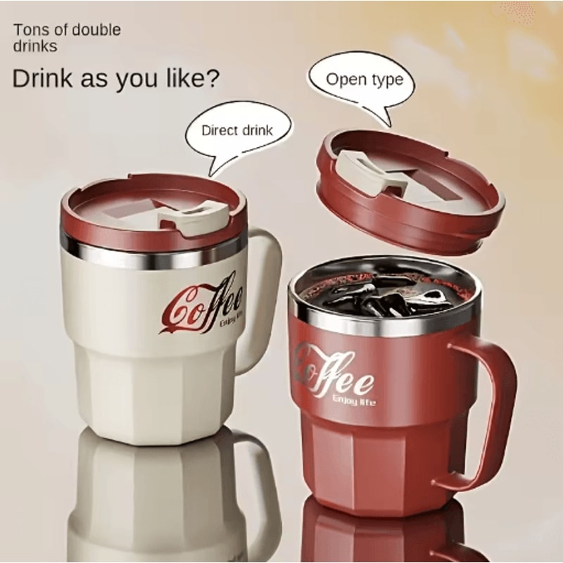 Insulated Stainless Steel Cup 304 Steel Anti Drop Mug With Lid For Home Office And Dorm 0