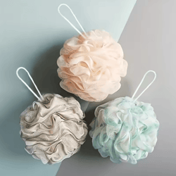 luxurious bath sponge shower ball super soft exfoliating loofah with hanging loop