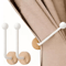 2 Pack Modern Adhesive Curtain Holdbacks No Drill Wall Mounted Tiebacks With Walnut Wood Base 2