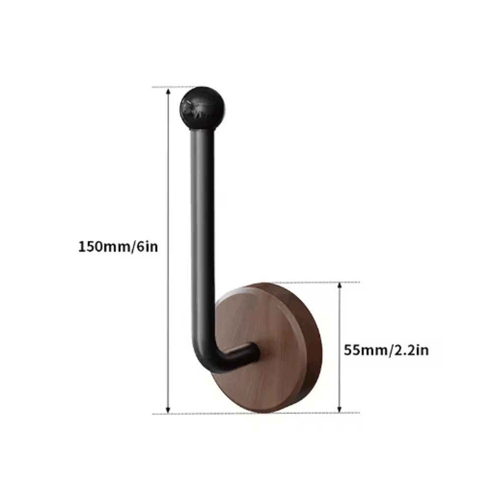 2 Pack Modern Adhesive Curtain Holdbacks No Drill Wall Mounted Tiebacks With Walnut Wood Base 5