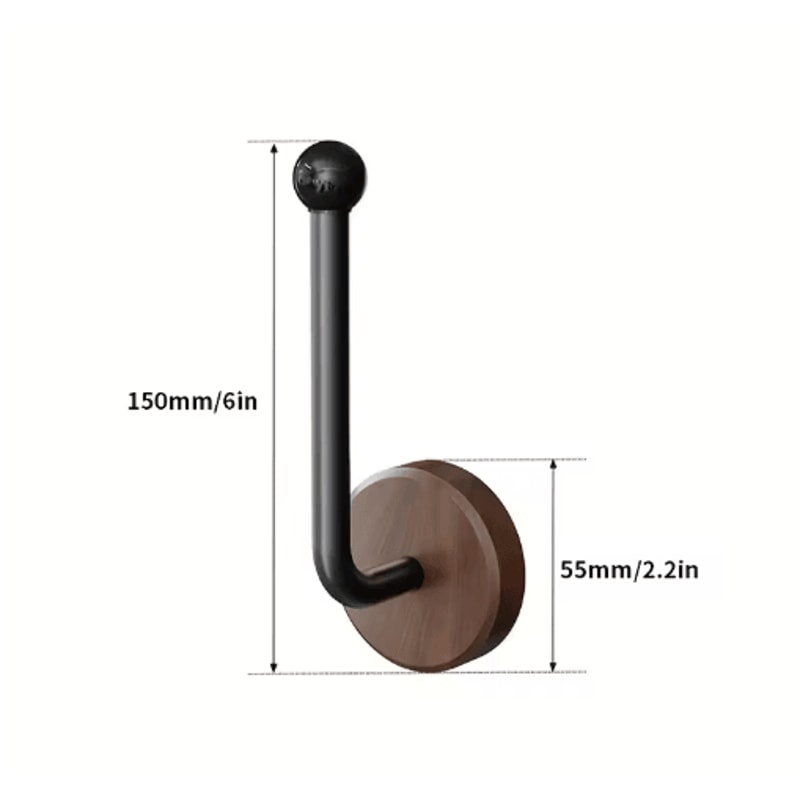 2 Pack Modern Adhesive Curtain Holdbacks No Drill Wall Mounted Tiebacks With Walnut Wood Base 5