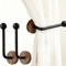 2 Pack Modern Adhesive Curtain Holdbacks No Drill Wall Mounted Tiebacks With Walnut Wood Base 0