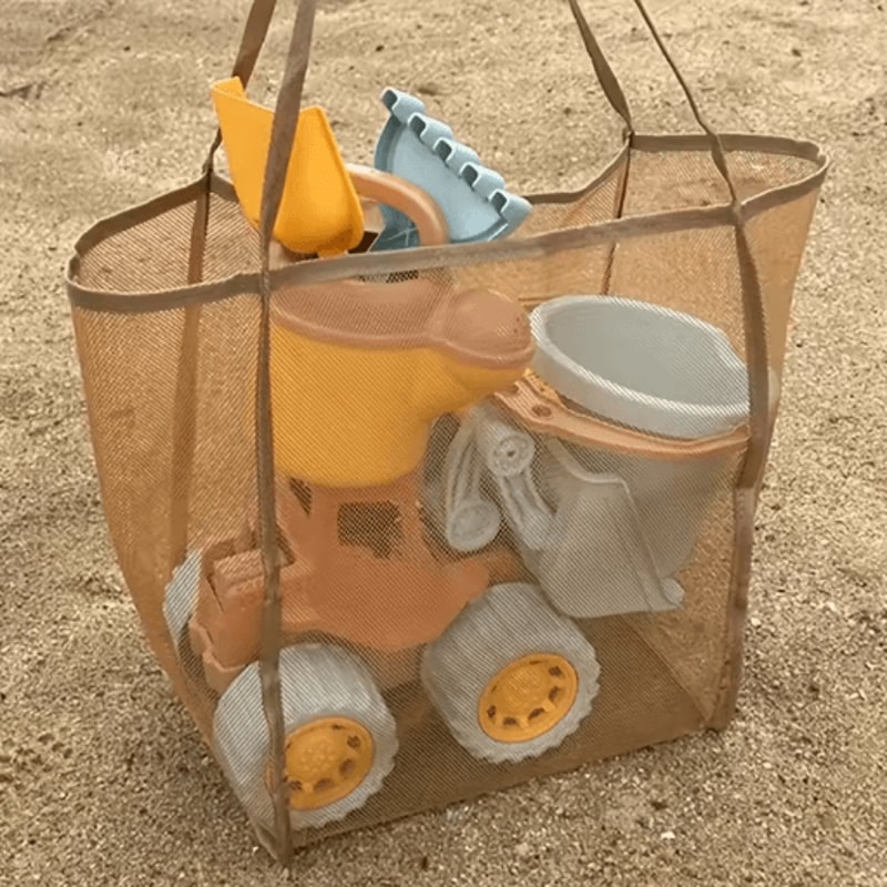XL Foldable Beach Toy Bag Extra Large Mesh Tote With Sturdy Handles For Storage And Travel 4
