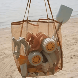 xl foldable beach toy bag extra large mesh tote with sturdy handles for storage and travel