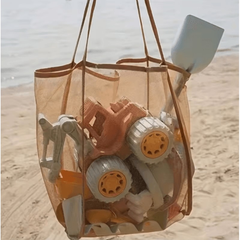 XL Foldable Beach Toy Bag Extra Large Mesh Tote With Sturdy Handles For Storage And Travel 0
