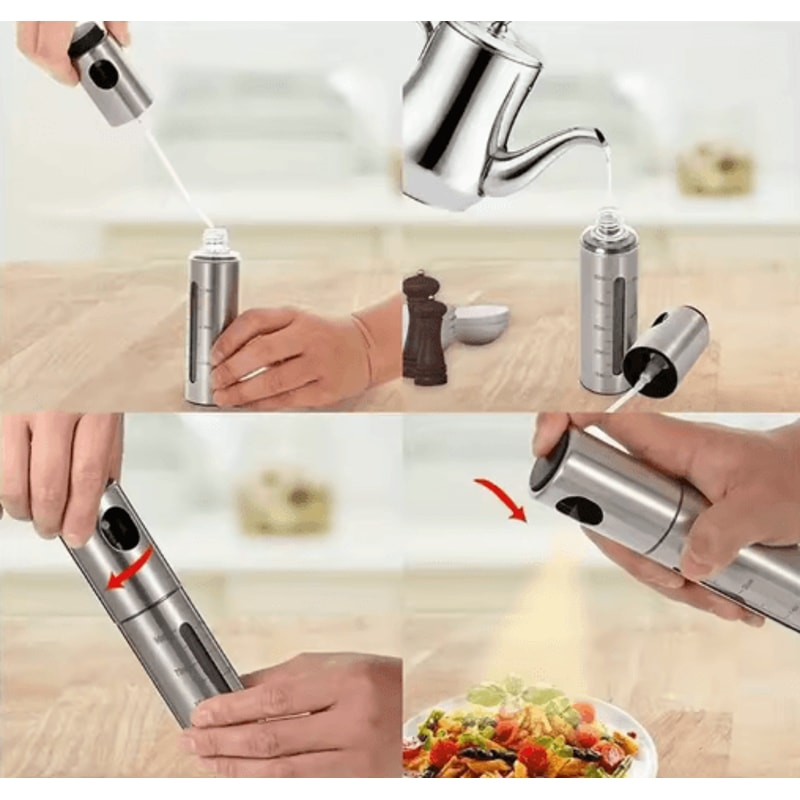 Stainless Steel Olive Oil Spray Bottle Refillable BBQ And Baking Oil Sprayer For Kitchen Use 3