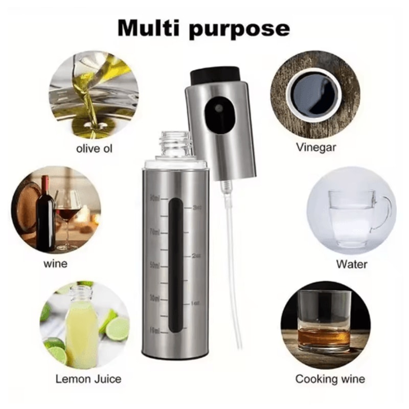 Stainless Steel Olive Oil Spray Bottle Refillable BBQ And Baking Oil Sprayer For Kitchen Use 0