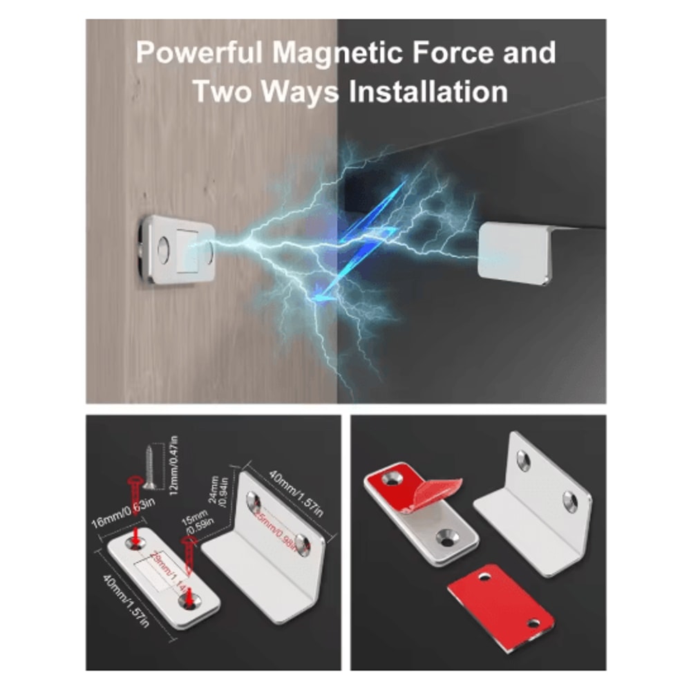 2pcs Invisible Magnetic Door Catch Latch Drill Free Strong Adhesion Cabinet And Sliding Door Catch 3