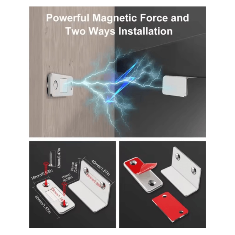 2pcs Invisible Magnetic Door Catch Latch Drill Free Strong Adhesion Cabinet And Sliding Door Catch 3