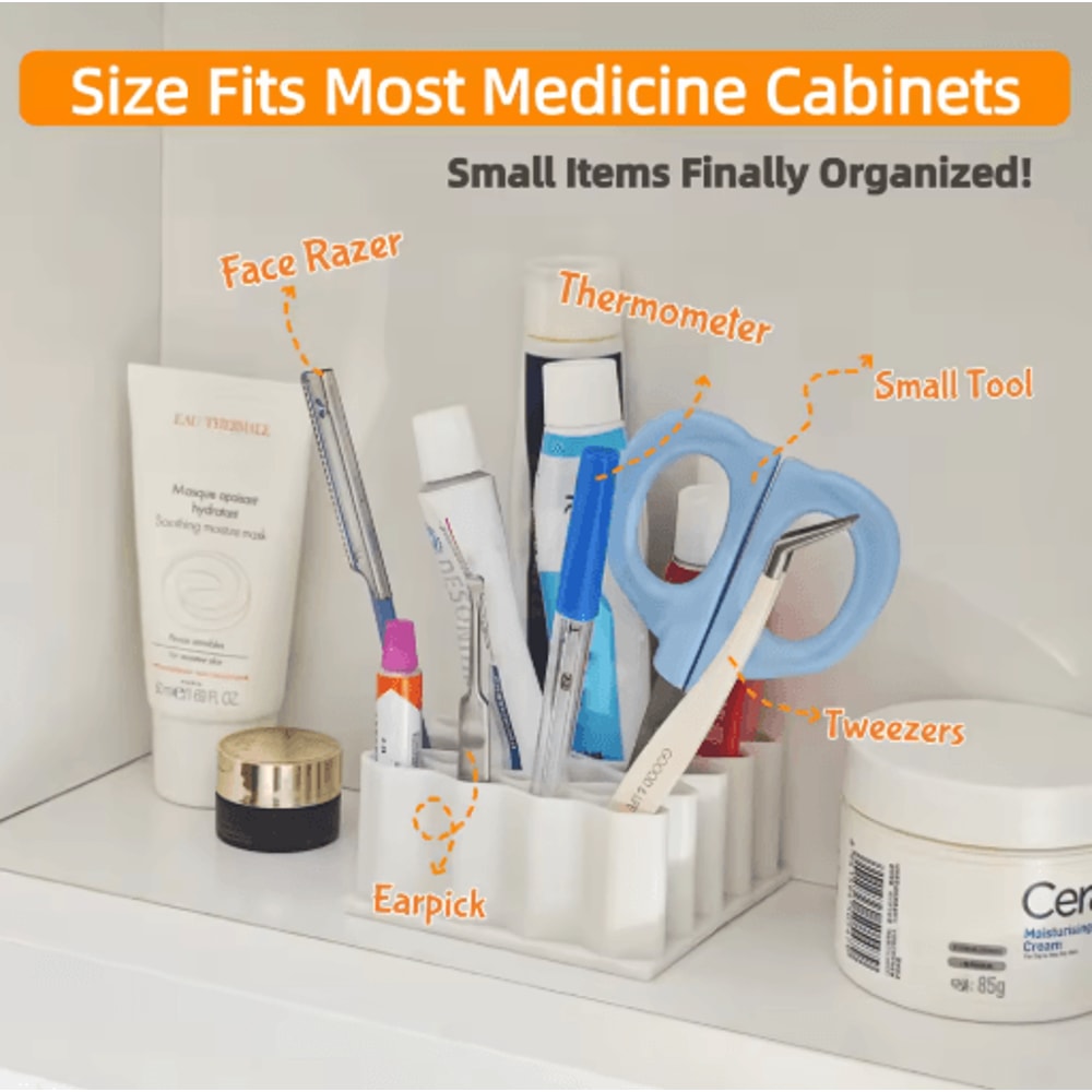32 Slot Ointments Organizer Multi Compartment Medicine Storage Box For Bathroom And Vanity 3