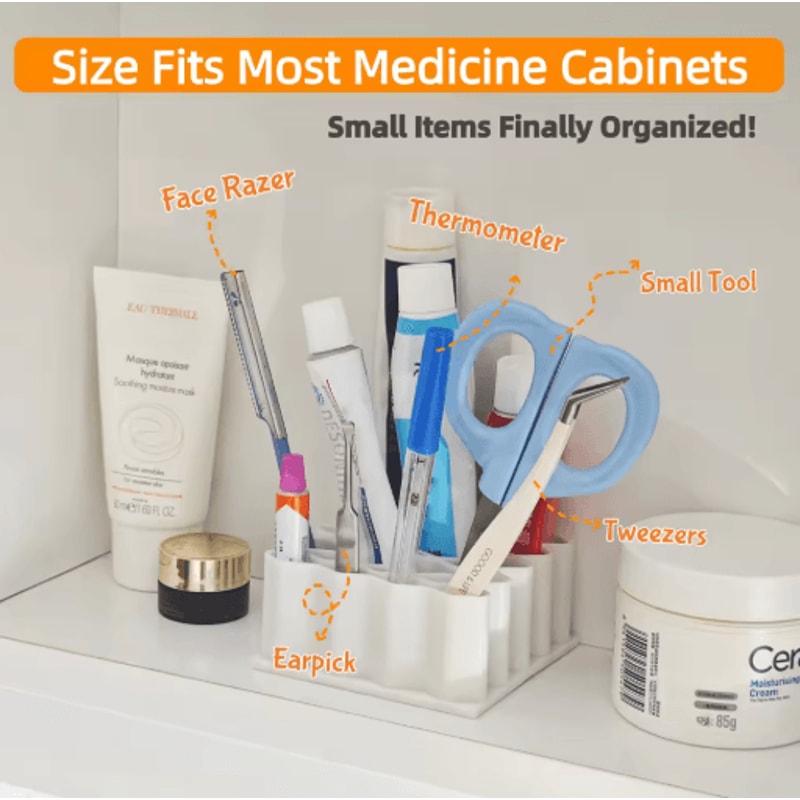 32 Slot Ointments Organizer Multi Compartment Medicine Storage Box For Bathroom And Vanity 3
