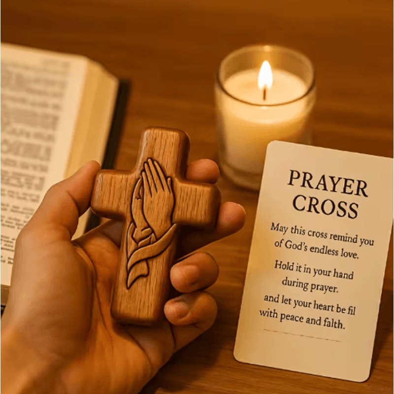 Resin 3D Pocket Prayer Cross Holy Water Droplet Design With Prayer Card Christian Gift 1