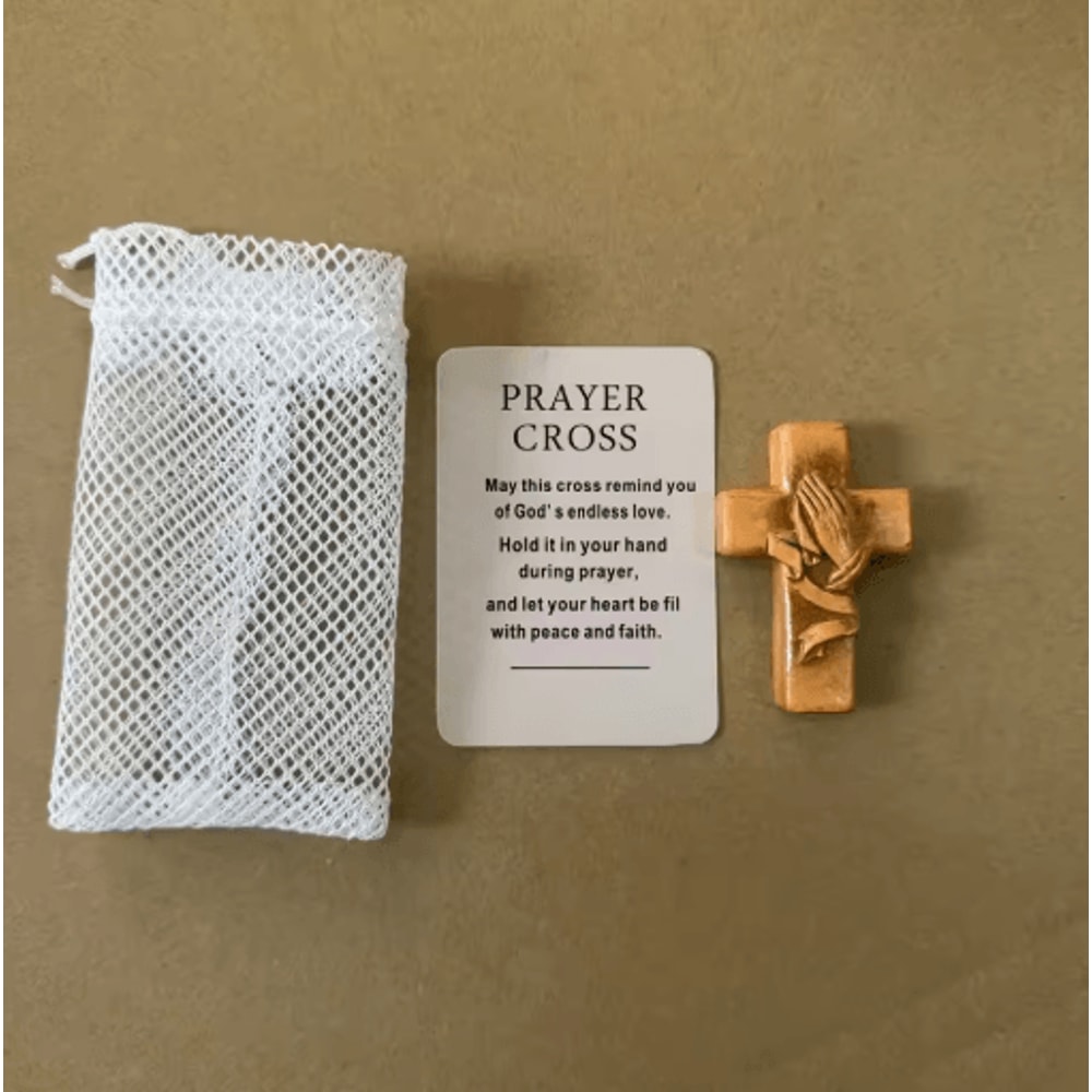 Resin 3D Pocket Prayer Cross Holy Water Droplet Design With Prayer Card Christian Gift 2