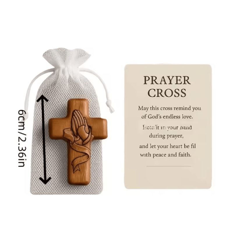 Resin 3D Pocket Prayer Cross Holy Water Droplet Design With Prayer Card Christian Gift 4