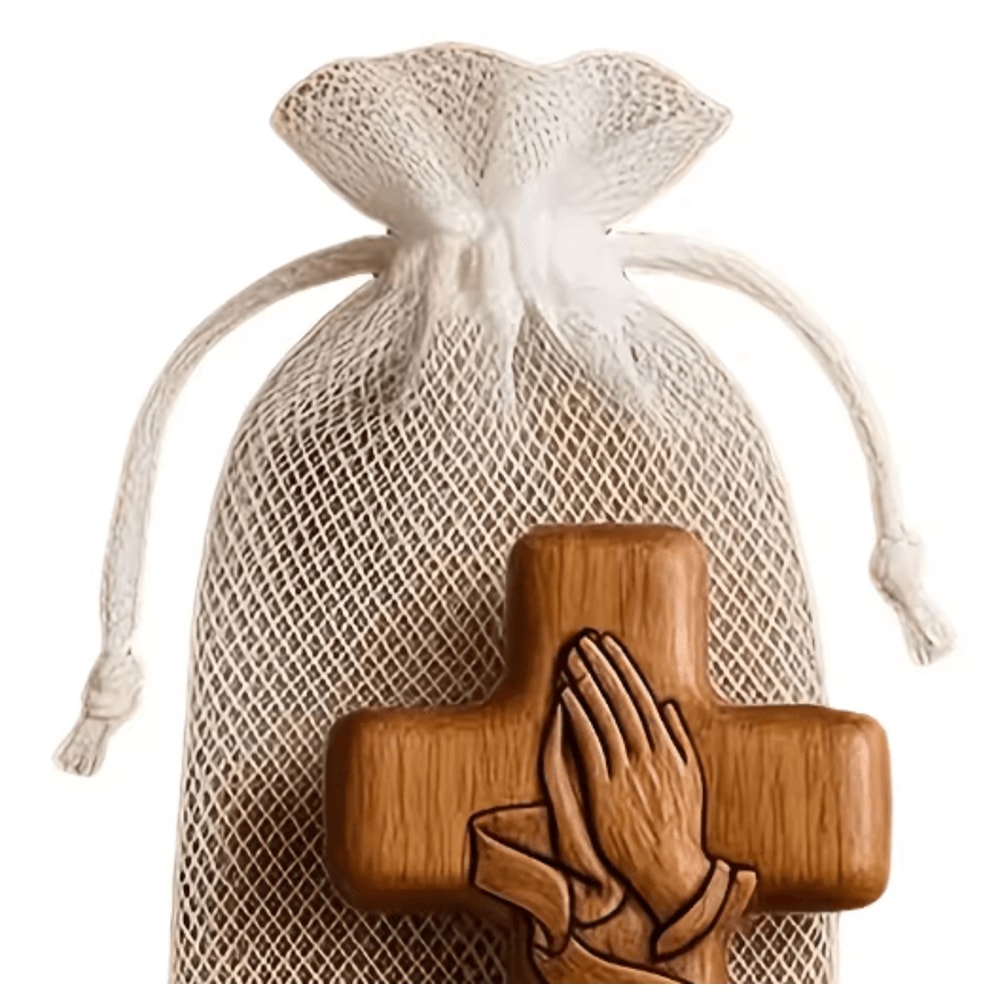 Resin 3D Pocket Prayer Cross Holy Water Droplet Design With Prayer Card Christian Gift 0