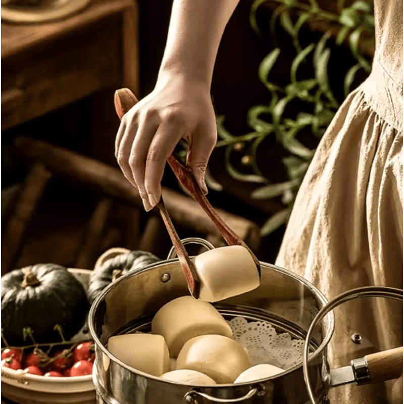 Heat Resistant Wooden Tongs Natural Cooking And BBQ Tongs For Tea Steak And Kitchen Use 4