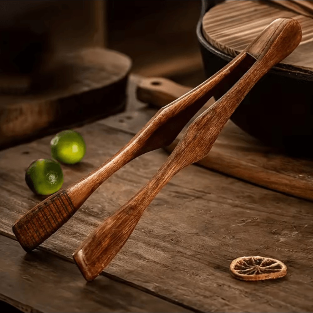 Heat Resistant Wooden Tongs Natural Cooking And BBQ Tongs For Tea Steak And Kitchen Use 5