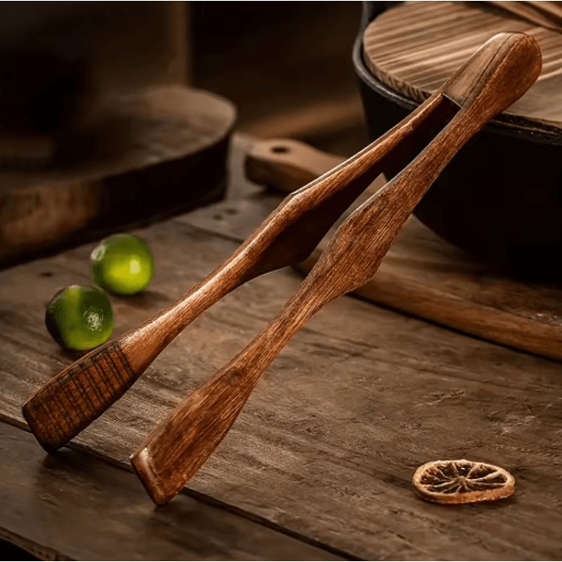 Heat Resistant Wooden Tongs Natural Cooking And BBQ Tongs For Tea Steak And Kitchen Use 5
