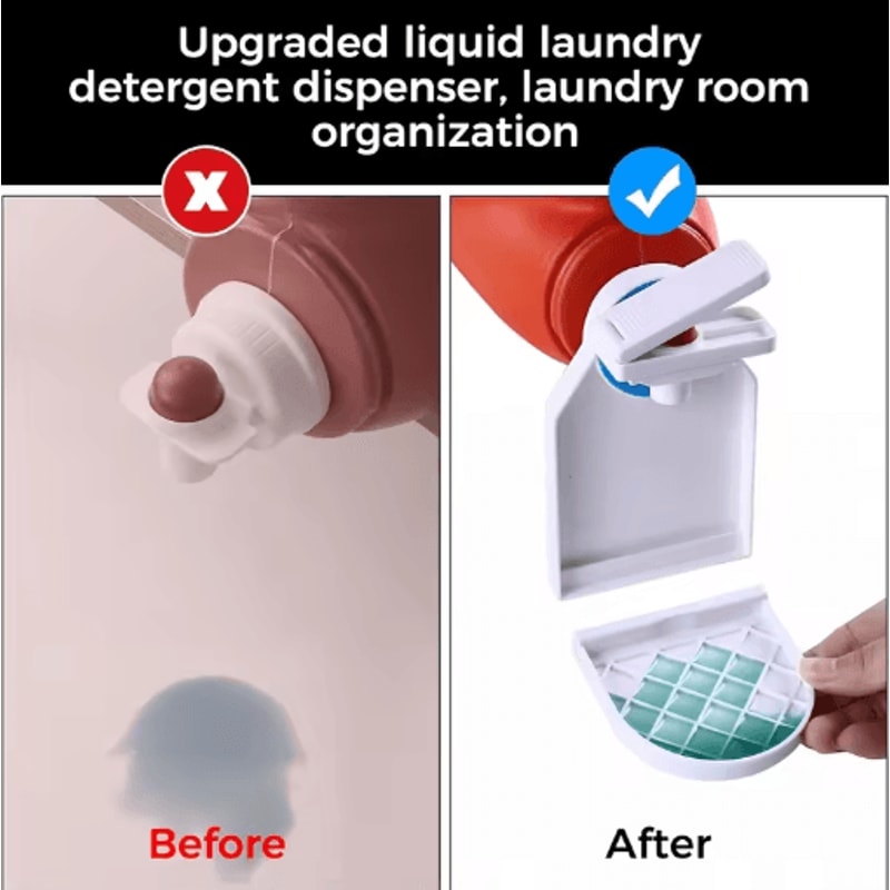 Spill Free Laundry Detergent Dispenser Cup Holder Push Pause Nozzle Space Saving Laundry Accessory 3