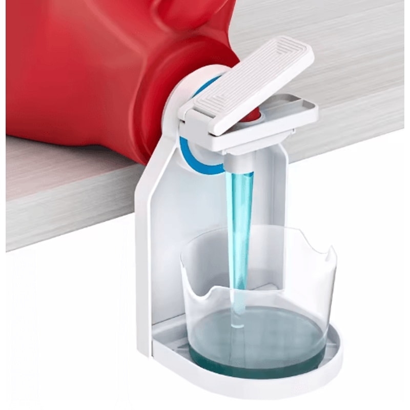 Spill Free Laundry Detergent Dispenser Cup Holder Push Pause Nozzle Space Saving Laundry Accessory 0