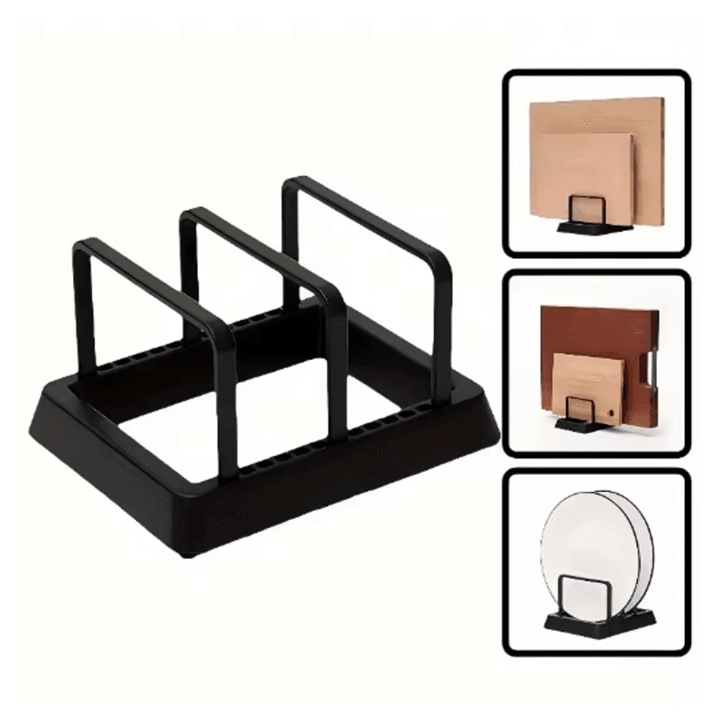 3in1 Kitchen Organizer Rack Space Saving Countertop Drying And Storage For Pots Lids And Boards 0