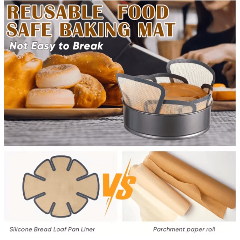 Reusable Silicone Bread Pan Liner Non Stick Baking Mat With Safety Edge And Handle 2