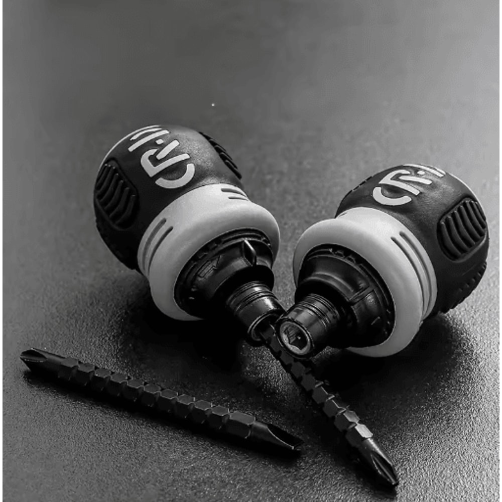 Compact Ratchet Screwdriver Set Short Radish Head Multi Function Tool With Dual Purpose Drive 3