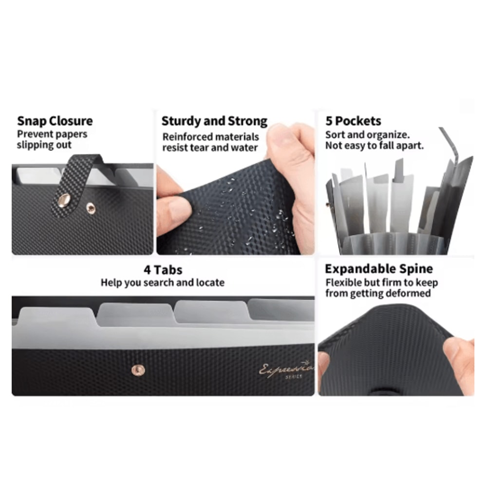 Expanding File Folder 5 Pocket A4 Document Organizer For School And Office 5