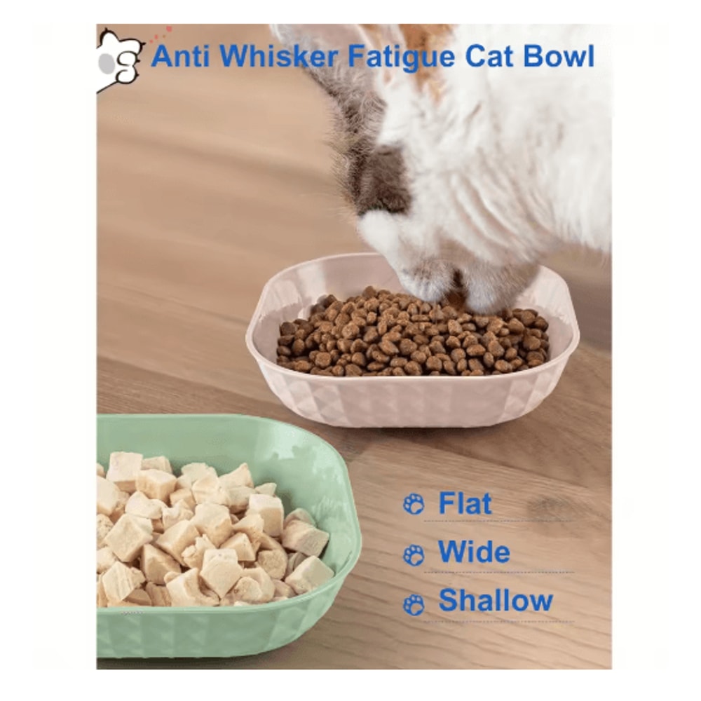 6PCS Non Slip Cat Bowls Set Shallow Whisker Relief Dishes With 55in Wet Food Plates 3