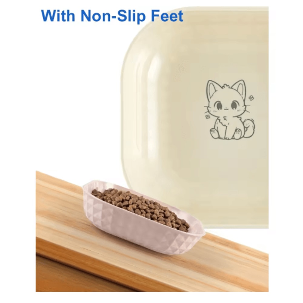6PCS Non Slip Cat Bowls Set Shallow Whisker Relief Dishes With 55in Wet Food Plates 4