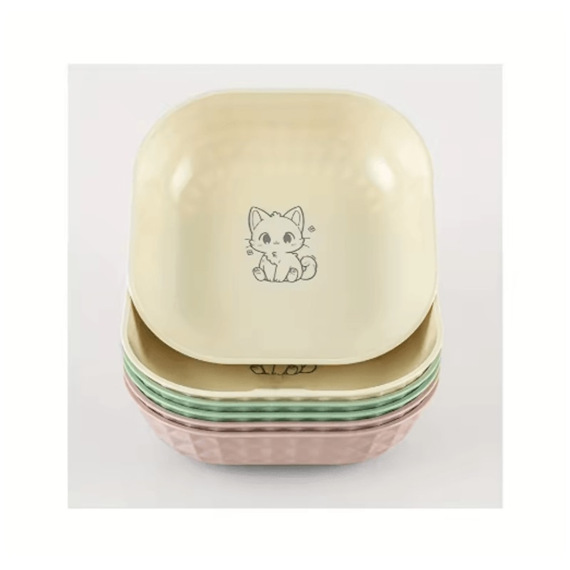 6PCS Non Slip Cat Bowls Set Shallow Whisker Relief Dishes With 55in Wet Food Plates 5
